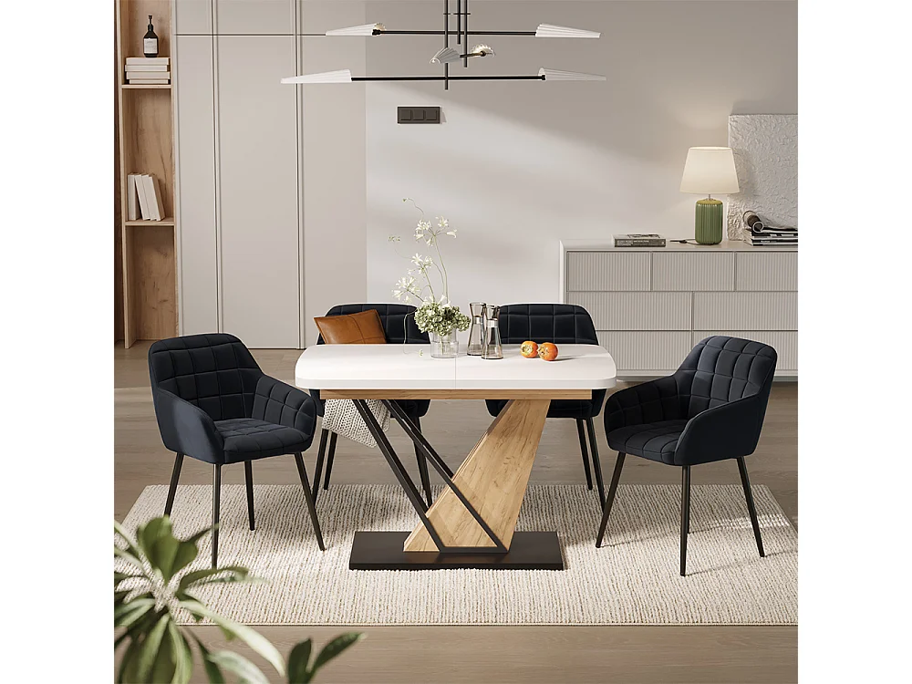 Dining table set white/goldkraft oak 120x80x77.4 fenaro