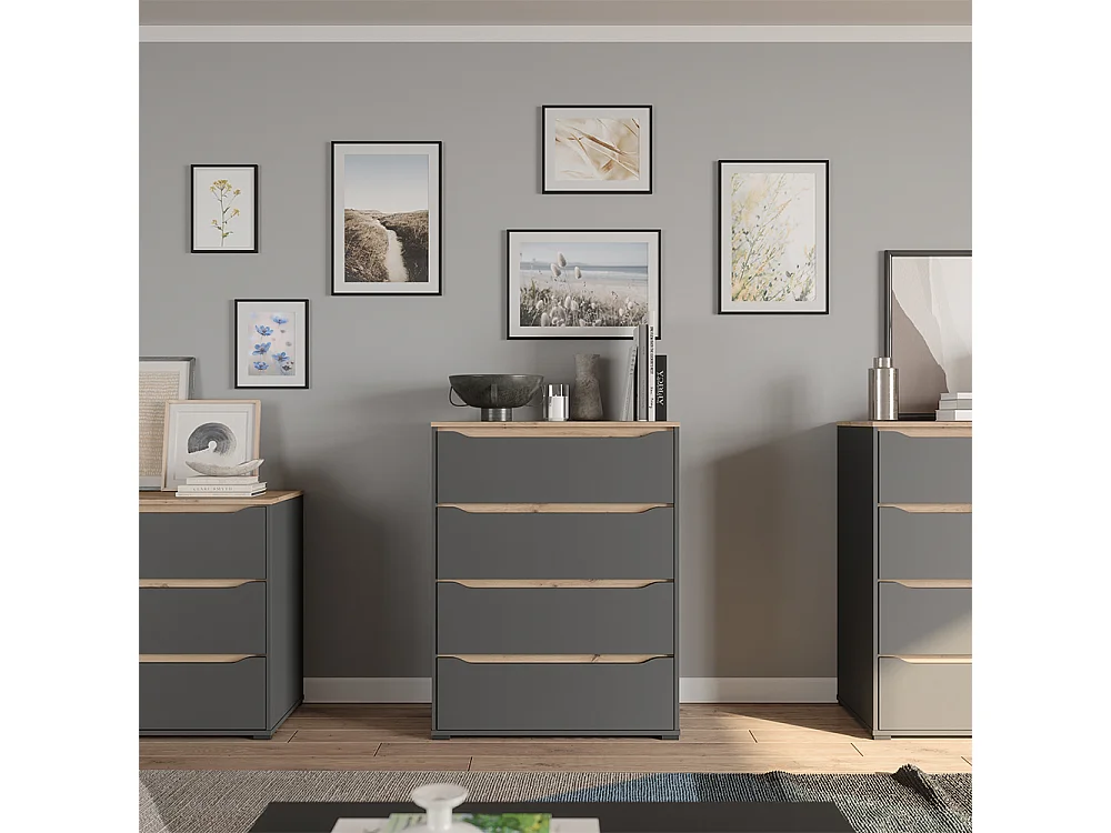 Dressoir antraciet/artisanaal eiken 80x48x100.7 ruben