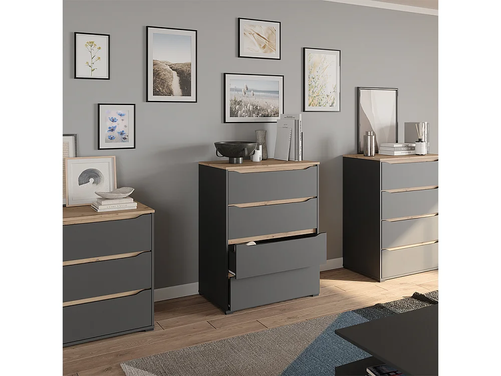 Dressoir antraciet/artisanaal eiken 80x48x100.7 ruben