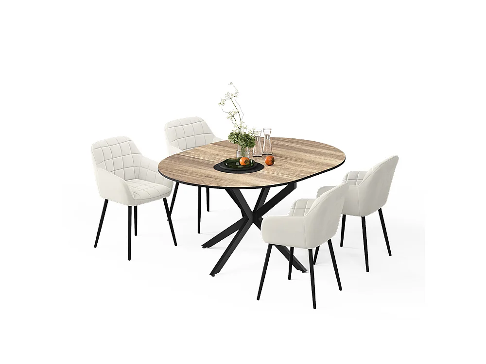 Dining table set rustic oak/black 120x120x76.5 loyd