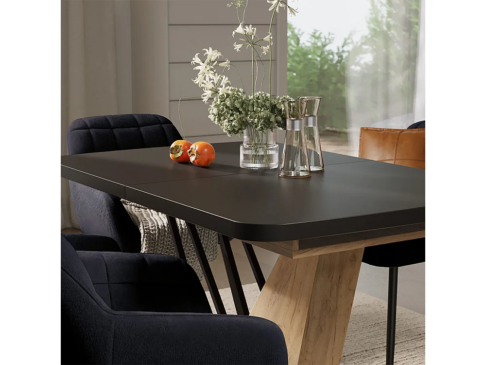 Eettafel set zwart/goudkleurig eiken 120x80x77.4 fenaro