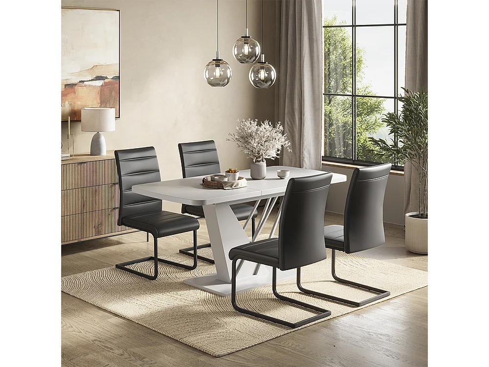 Dining table set white 120x80x76 fenaro