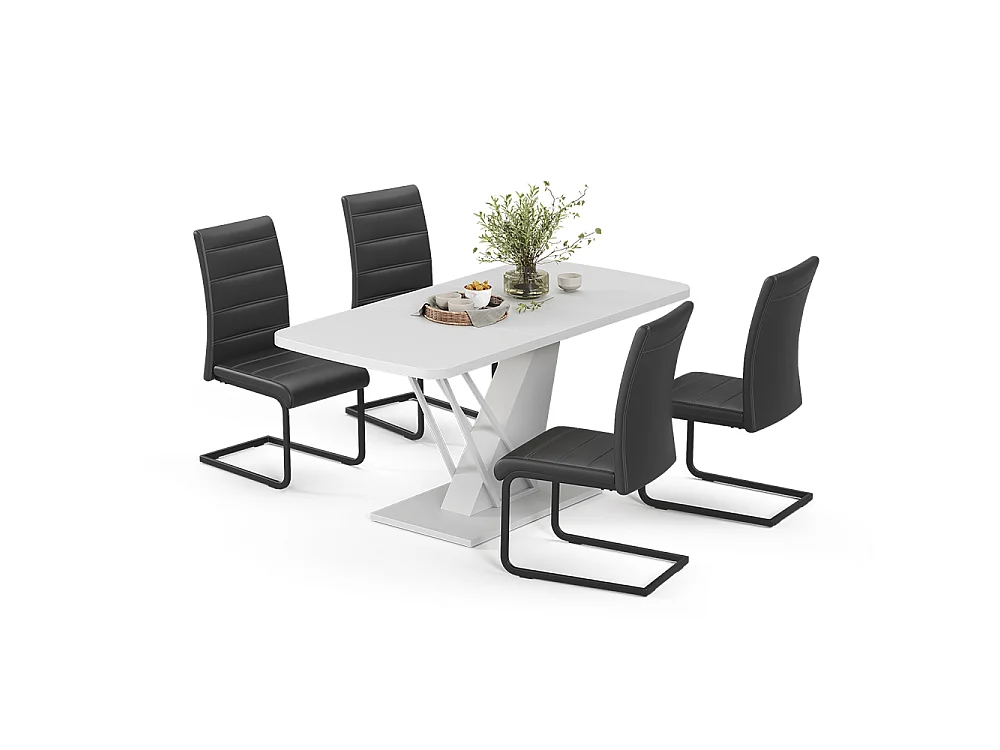 Dining table set white 120x80x76 fenaro