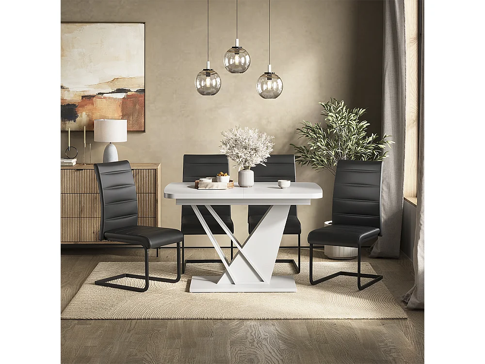 Dining table set white 120x80x76 fenaro