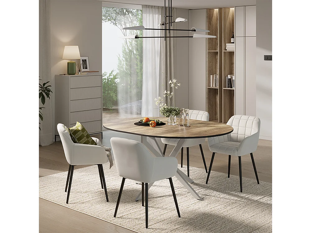 Dining table set rustic oak/grey 120x120x76.5 loyd