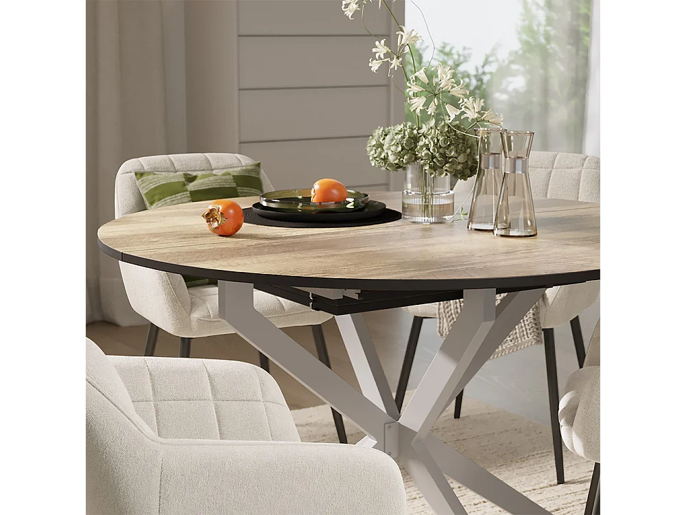 Dining table set rustic oak/grey 120x120x76.5 loyd