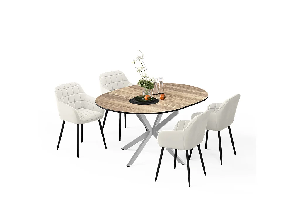 Dining table set rustic oak/grey 120x120x76.5 loyd