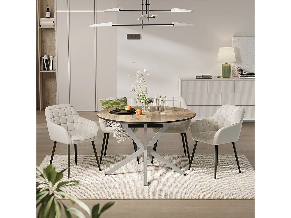 Dining table set rustic oak/grey 120x120x76.5 loyd