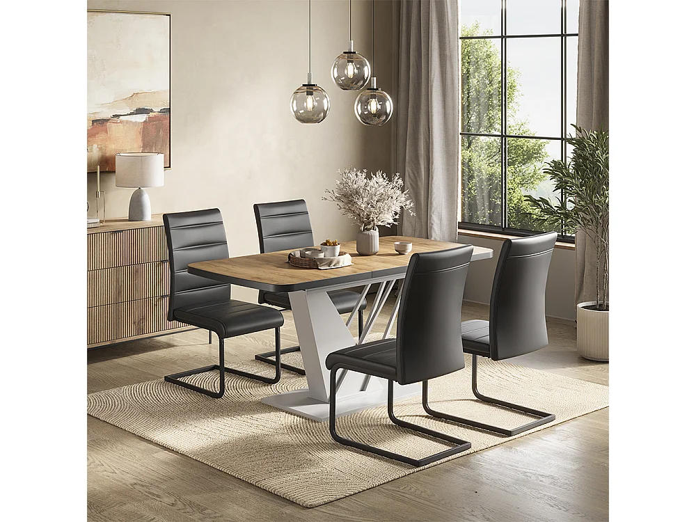 Ensemble de table à manger chêne de force doré/blanc 120x80x76 fenaro