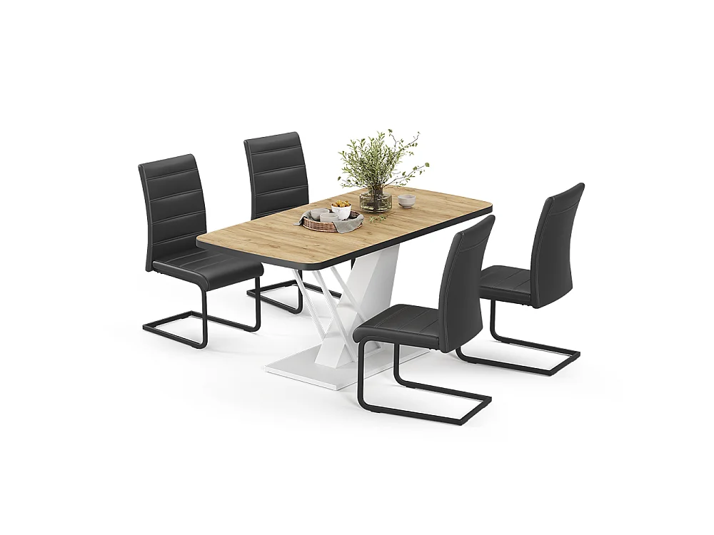 Ensemble de table à manger chêne de force doré/blanc 120x80x76 fenaro