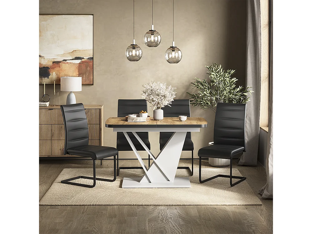 Ensemble de table à manger chêne de force doré/blanc 120x80x76 fenaro