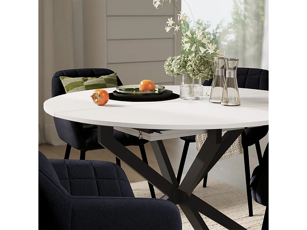 Dining table set white/black 120x120x76.5 loyd