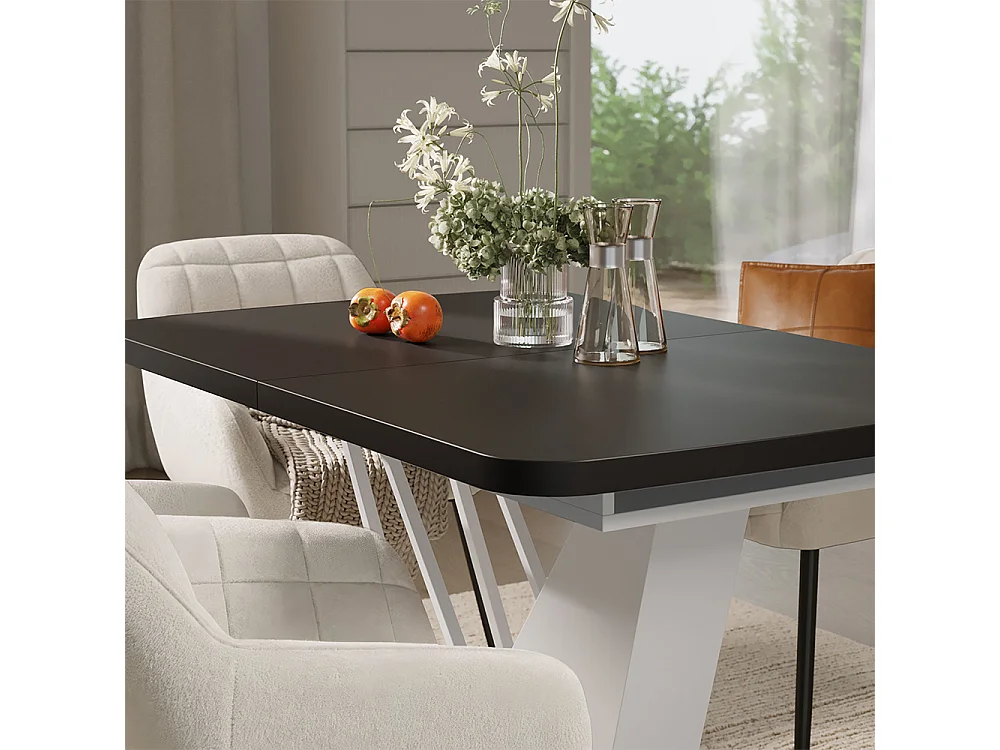 Eettafel set zwart/wit 120x80x77.4 fenaro