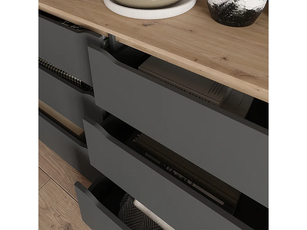 Dressoir antraciet/artisanaal eiken 160x48x76.6 ruben