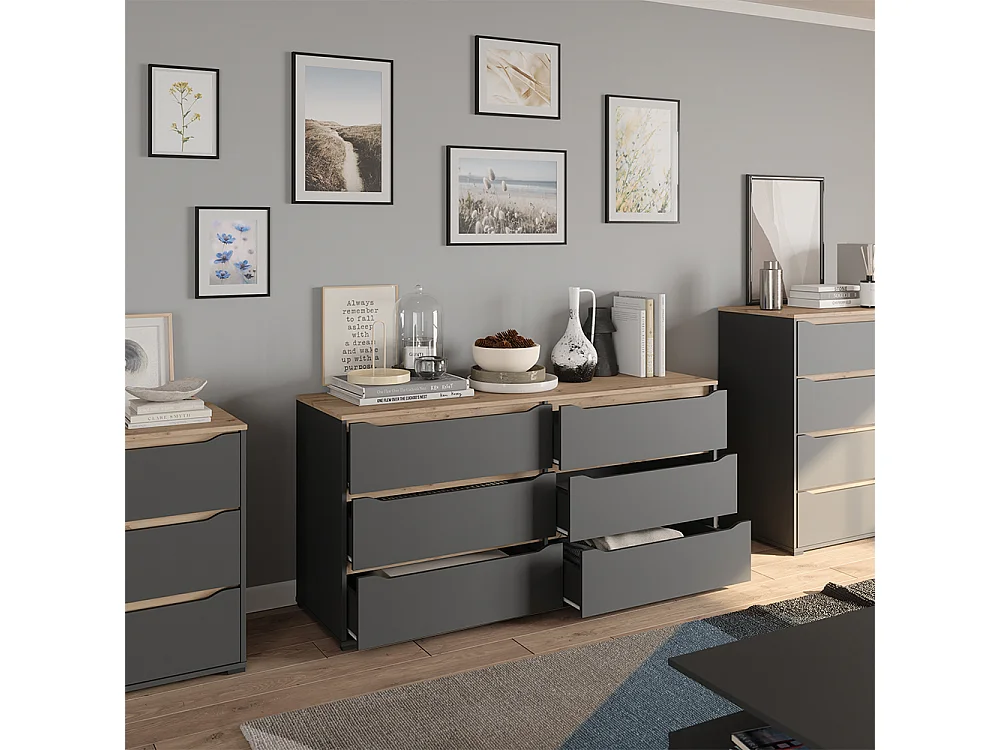 Dressoir antraciet/artisanaal eiken 160x48x76.6 ruben