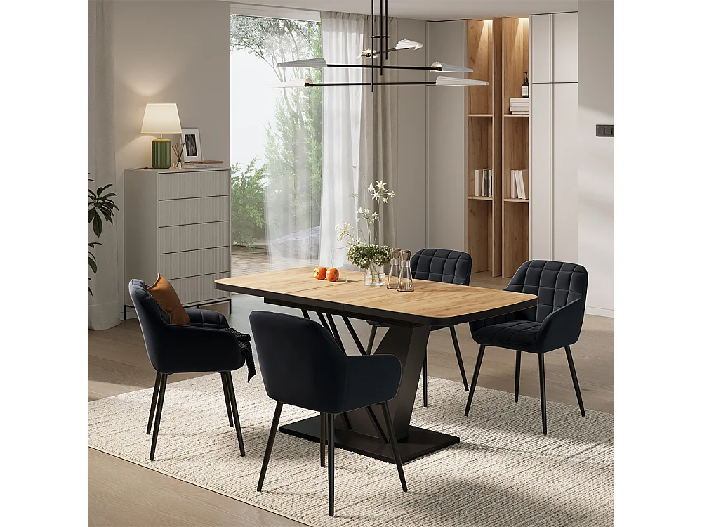 Dining table set goldkraft oak/black 120x80x77.4 fenaro