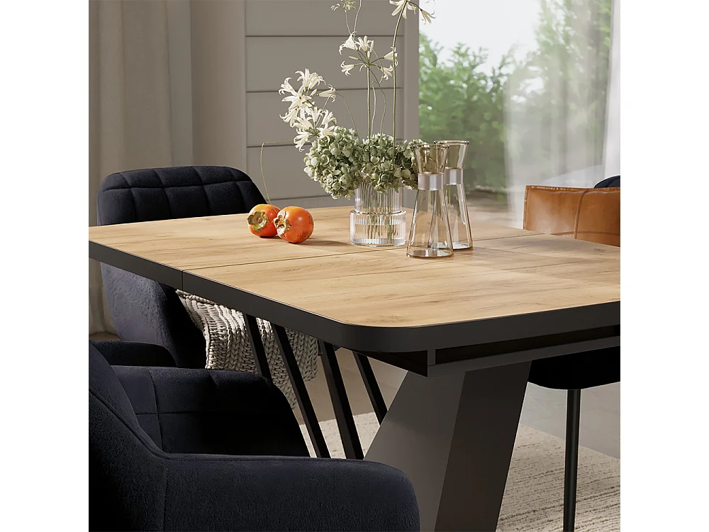 Dining table set goldkraft oak/black 120x80x77.4 fenaro