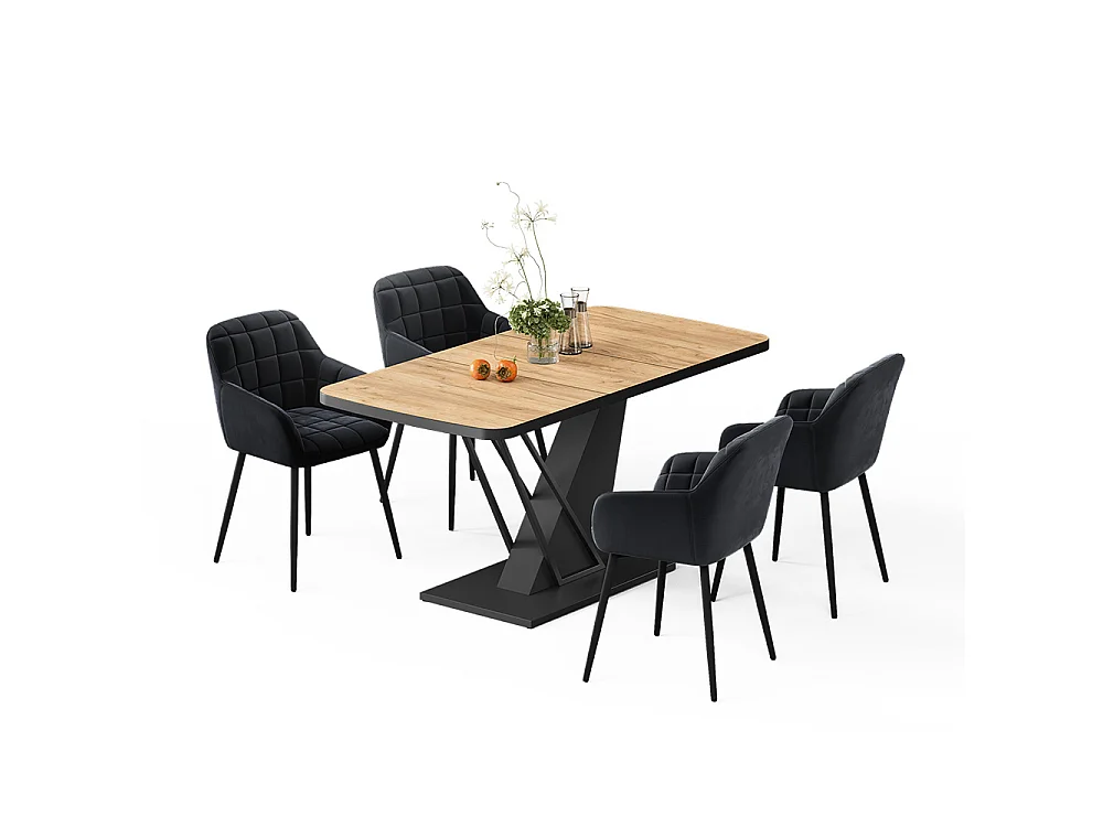 Dining table set goldkraft oak/black 120x80x77.4 fenaro