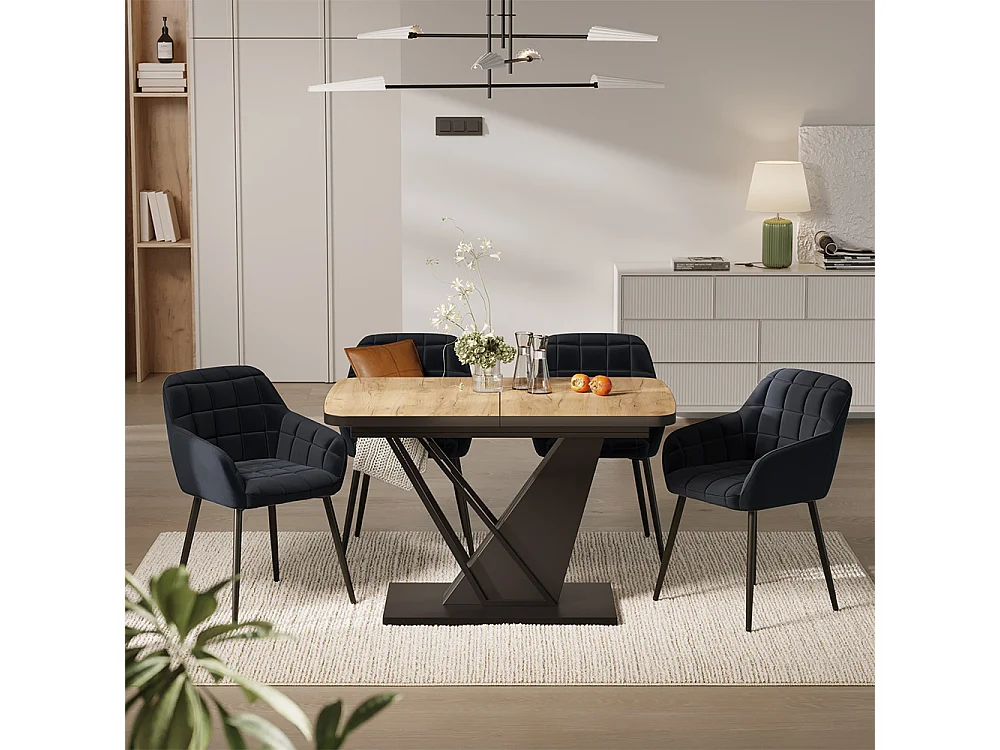 Dining table set goldkraft oak/black 120x80x77.4 fenaro