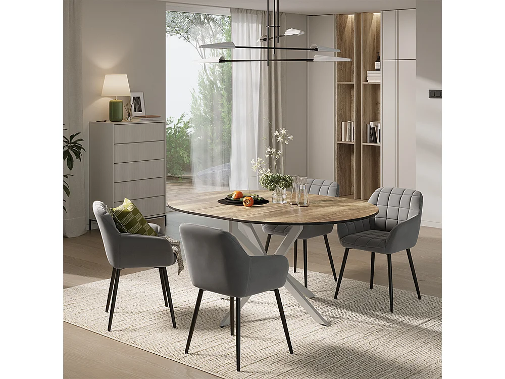 Dining table set rustic oak/grey 120x120x76.5 loyd
