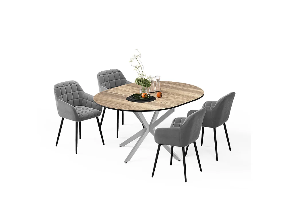 Dining table set rustic oak/grey 120x120x76.5 loyd