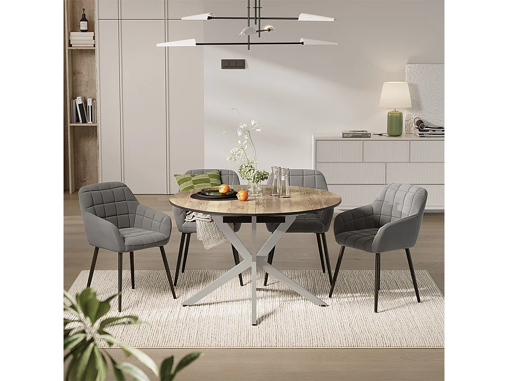 Dining table set rustic oak/grey 120x120x76.5 loyd