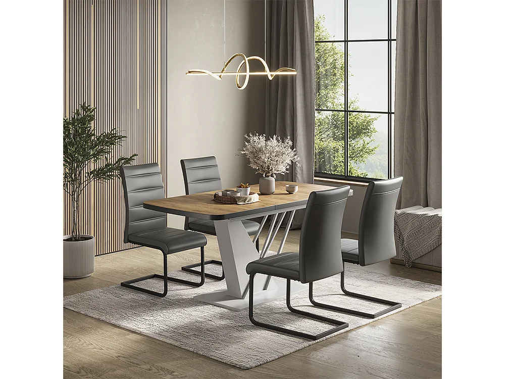 Dining table set goldkraft oak/white 120x80x76 fenaro
