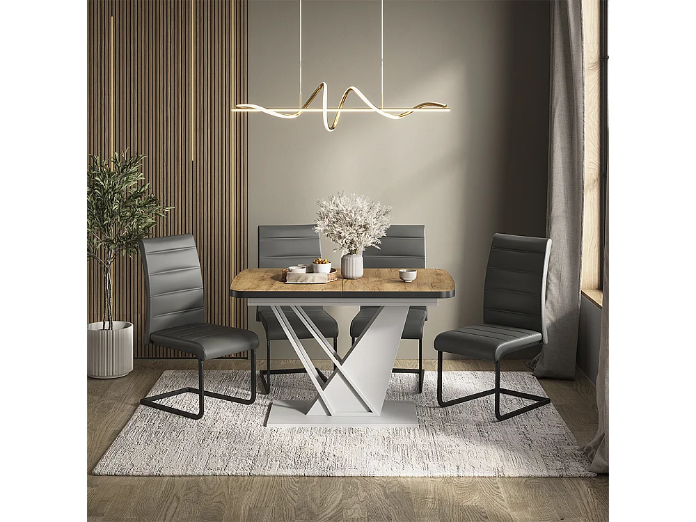 Dining table set goldkraft oak/white 120x80x76 fenaro