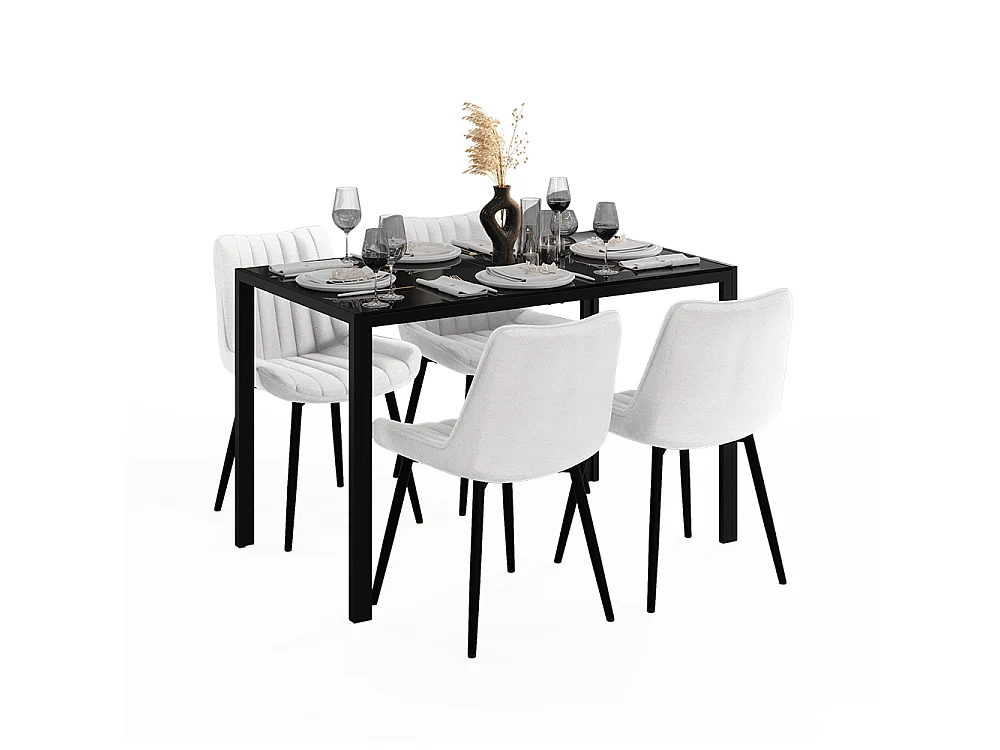 Conjunto de mesa de jantar preto 120x70x74.5 grand