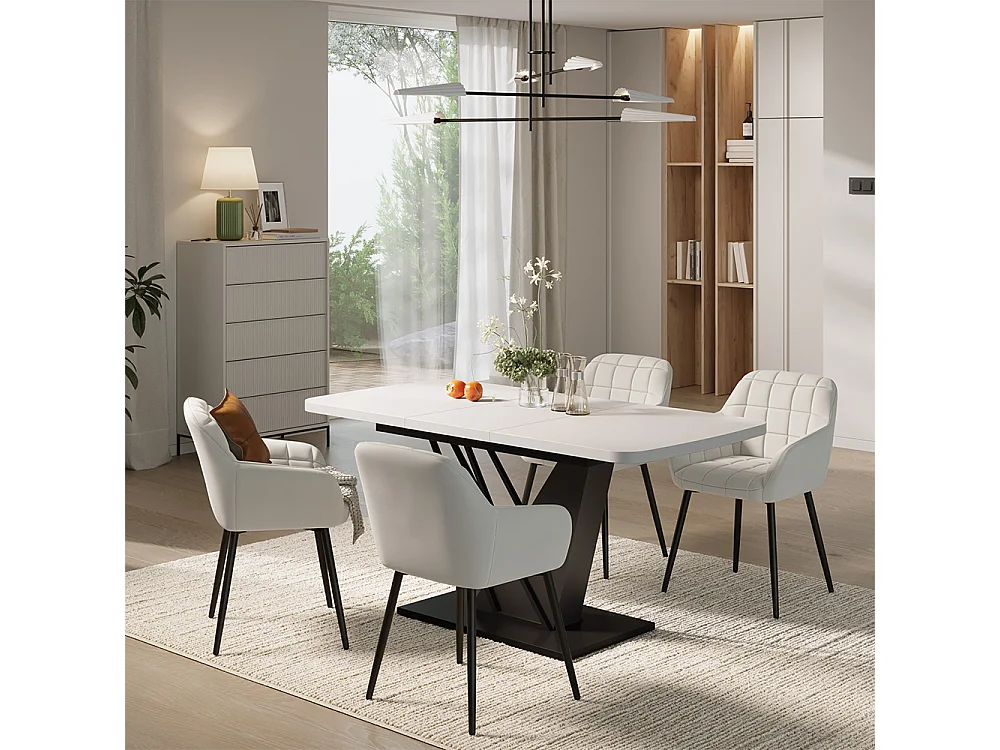 Dining table set white/black 120x80x77.4 fenaro