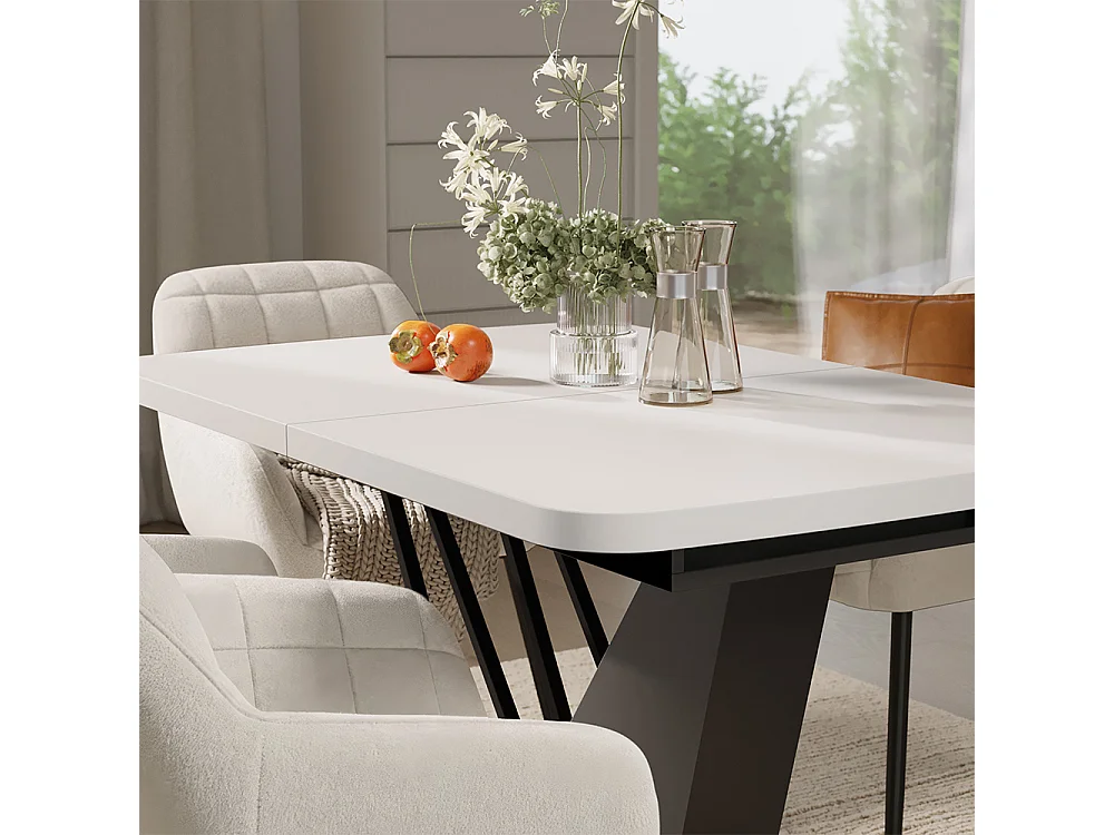 Dining table set white/black 120x80x77.4 fenaro
