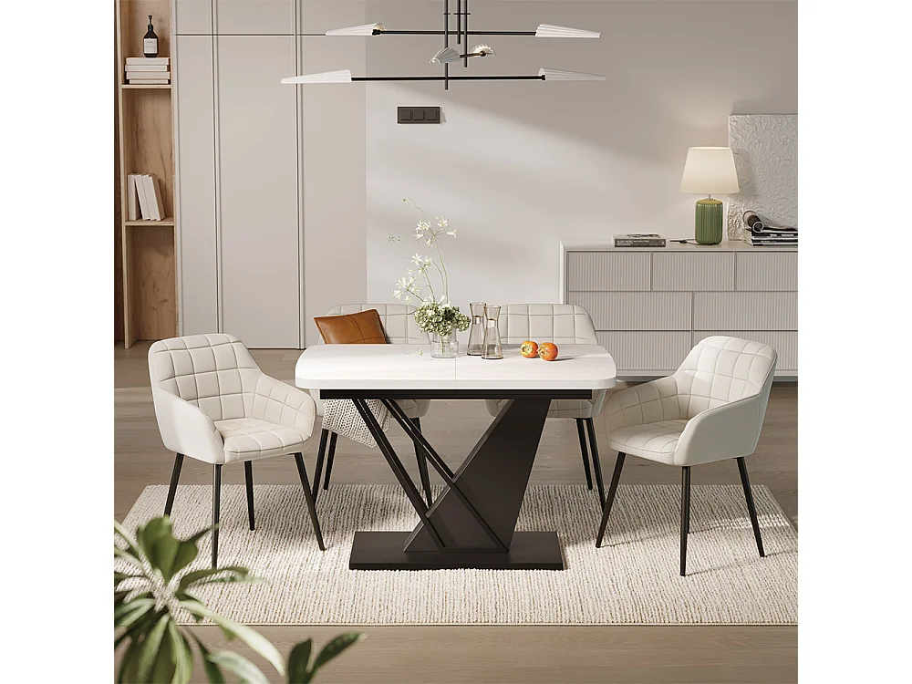 Dining table set white/black 120x80x77.4 fenaro
