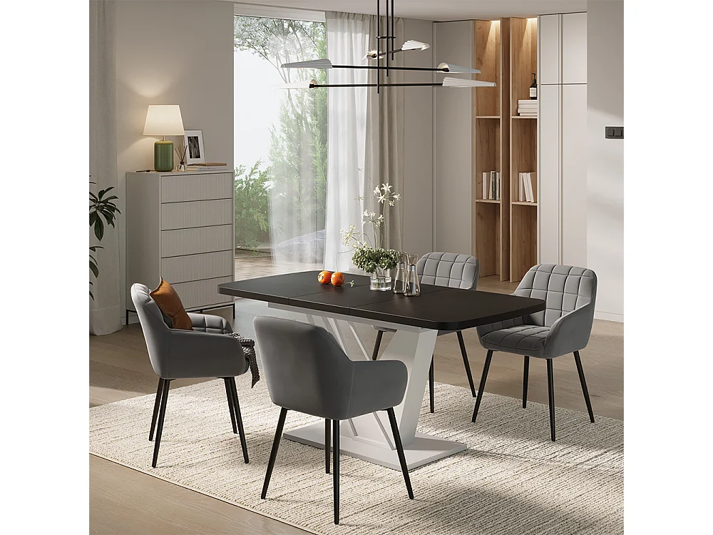 Conjunto de mesa de jantar preto/branco 120x80x77.4 fenaro