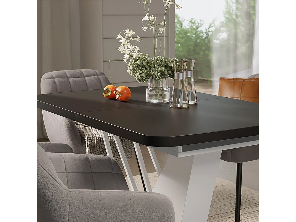 Conjunto de mesa de jantar preto/branco 120x80x77.4 fenaro