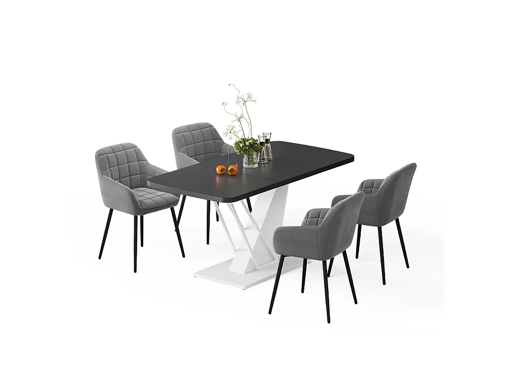 Conjunto de mesa de jantar preto/branco 120x80x77.4 fenaro