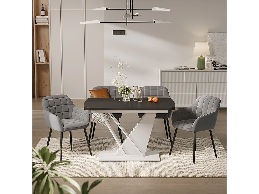 Conjunto de mesa de jantar preto/branco 120x80x77.4 fenaro