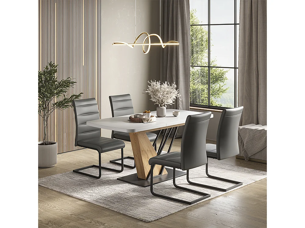Ensemble de table à manger blanc/chêne de force doré 120x80x76 fenaro