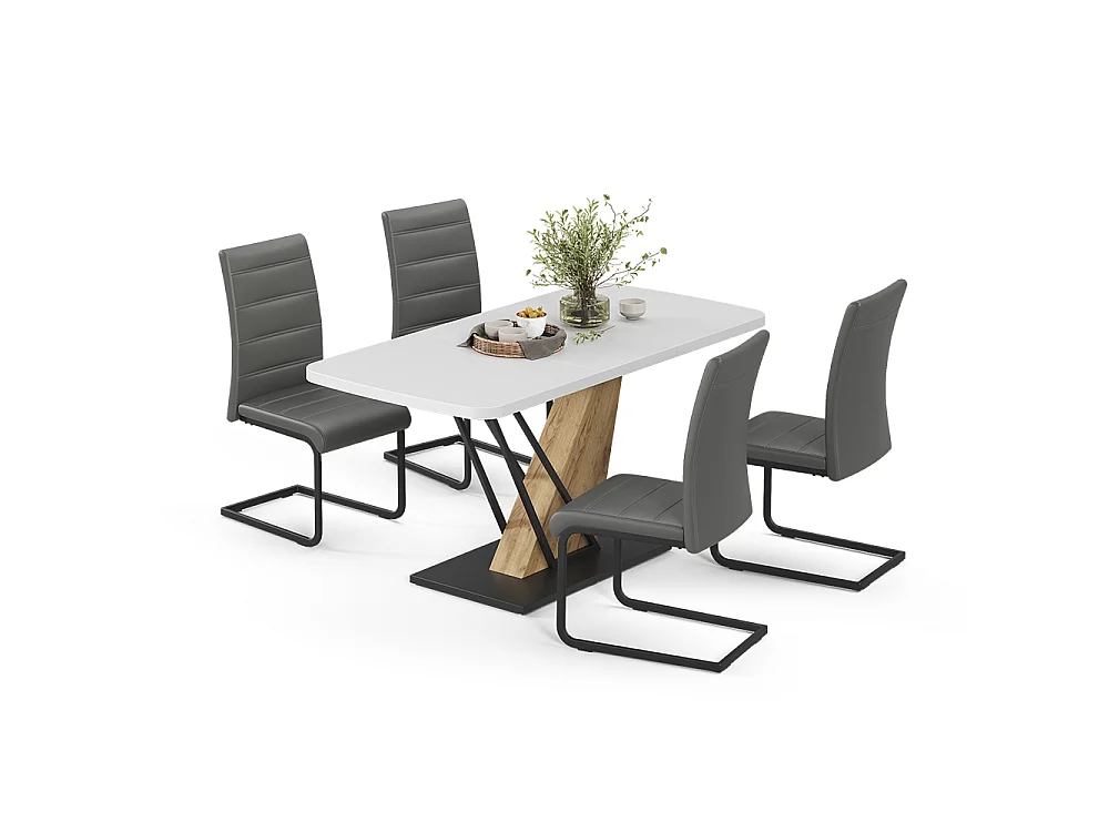 Ensemble de table à manger blanc/chêne de force doré 120x80x76 fenaro