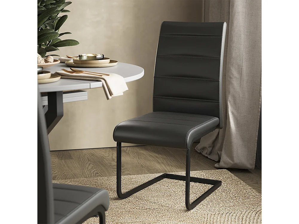 Dining table set white/black 120x120x76.5 loyd