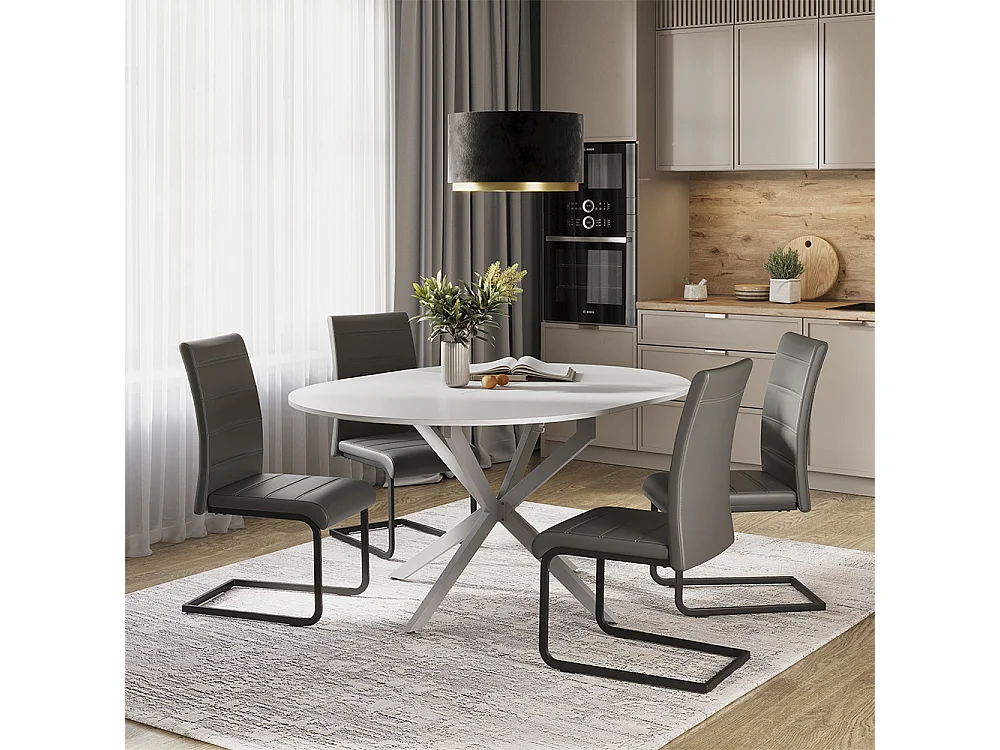 Dining table set white/grey 120x120x76.5 loyd