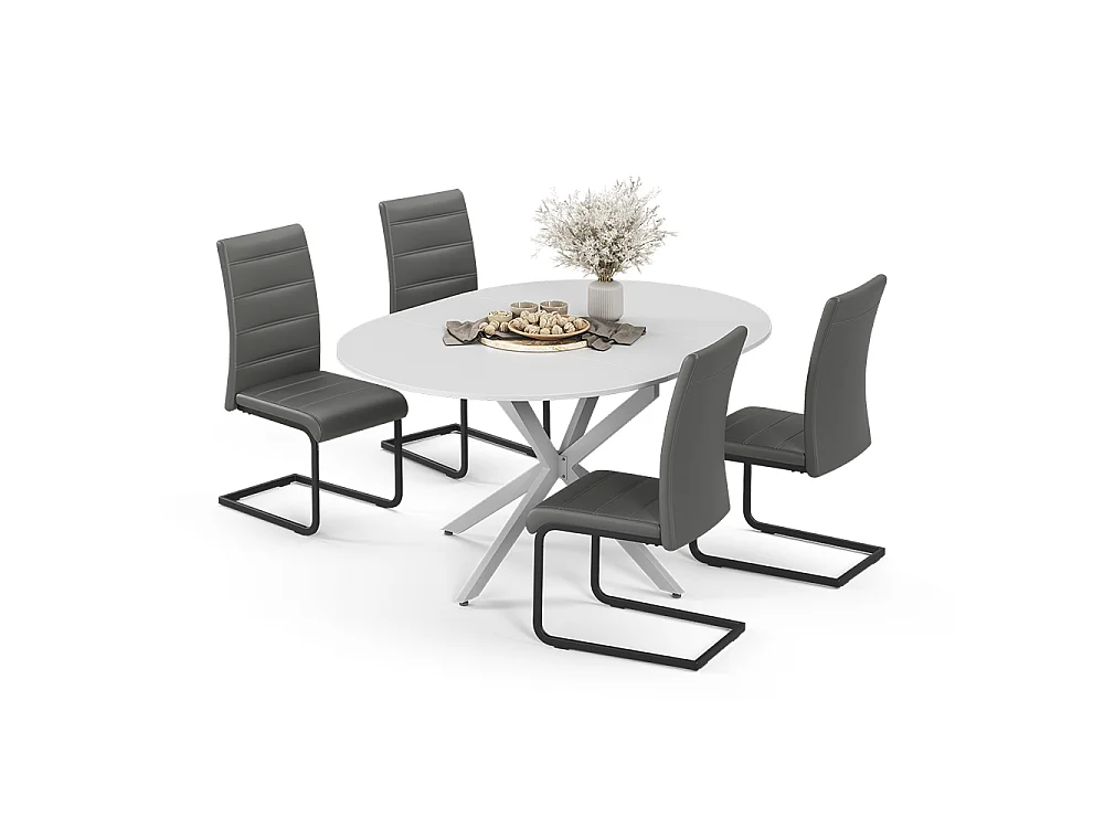Dining table set white/grey 120x120x76.5 loyd