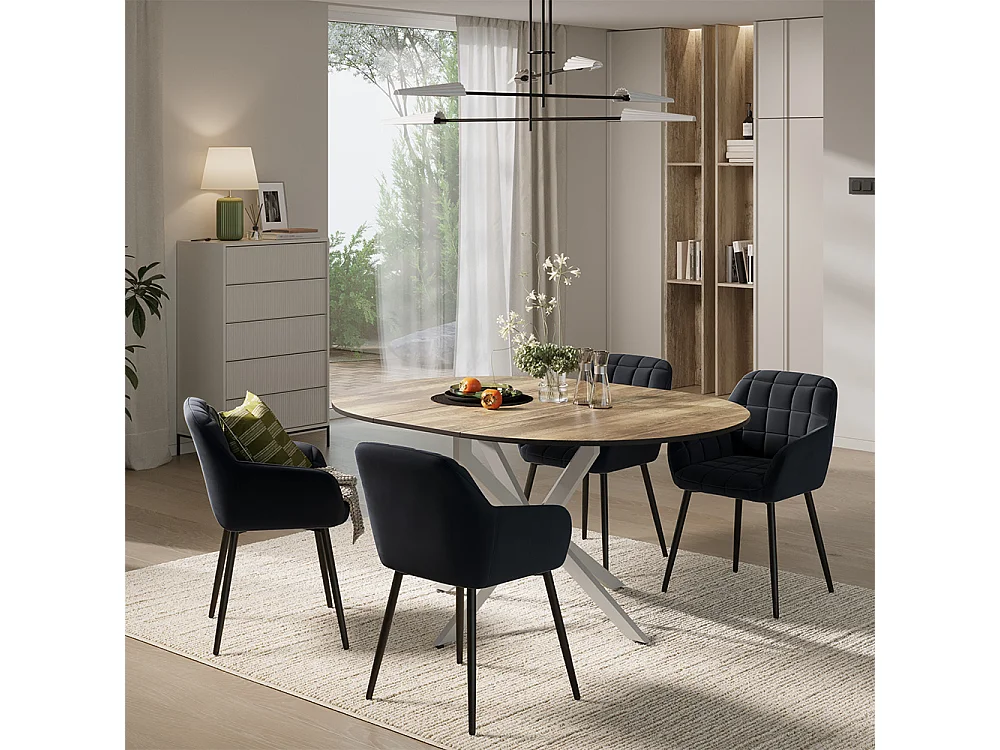 Dining table set rustic oak/grey 120x120x76.5 loyd