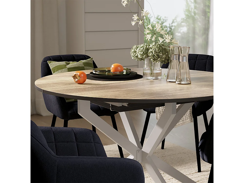 Dining table set rustic oak/grey 120x120x76.5 loyd
