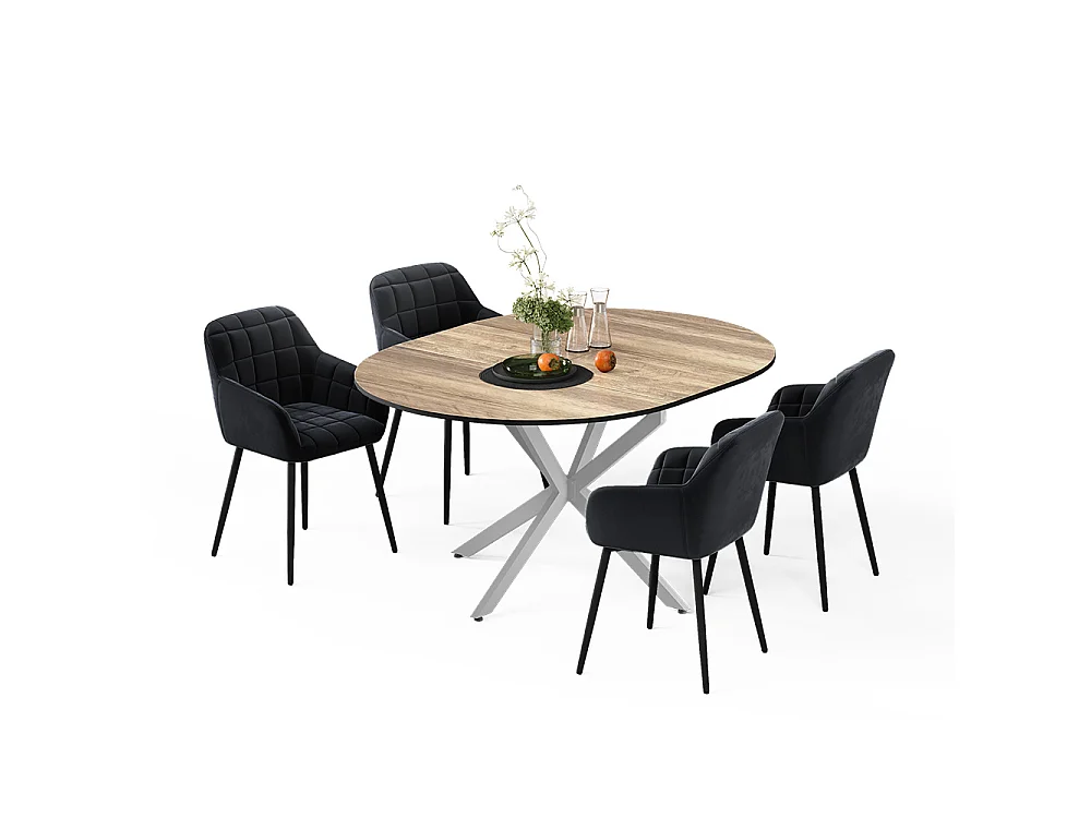 Dining table set rustic oak/grey 120x120x76.5 loyd