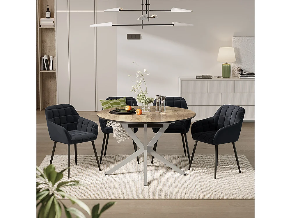 Dining table set rustic oak/grey 120x120x76.5 loyd