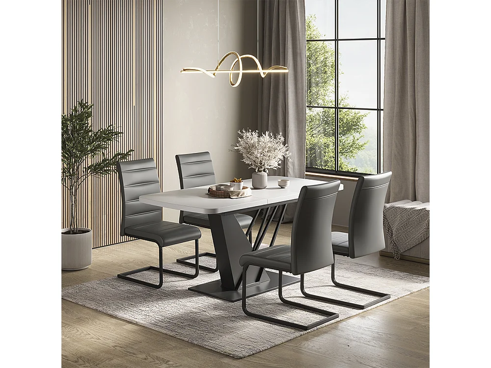 Dining table set white/black 120x80x76 fenaro