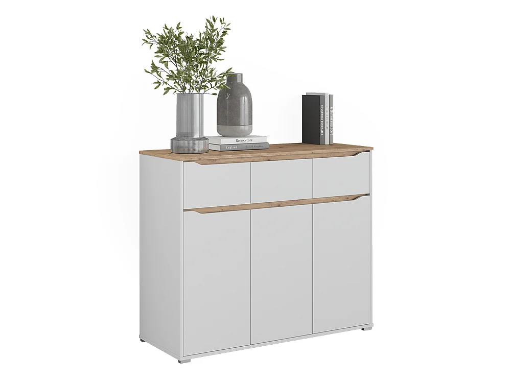 Cassettiera bianco/rovere artigianale 119.8x48x101.9 ruben