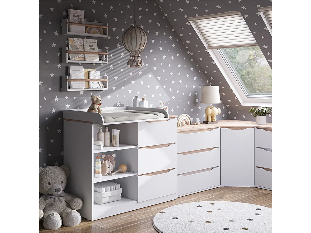 Cassettiera bianco/rovere artigianale 119.8x48x101.9 ruben