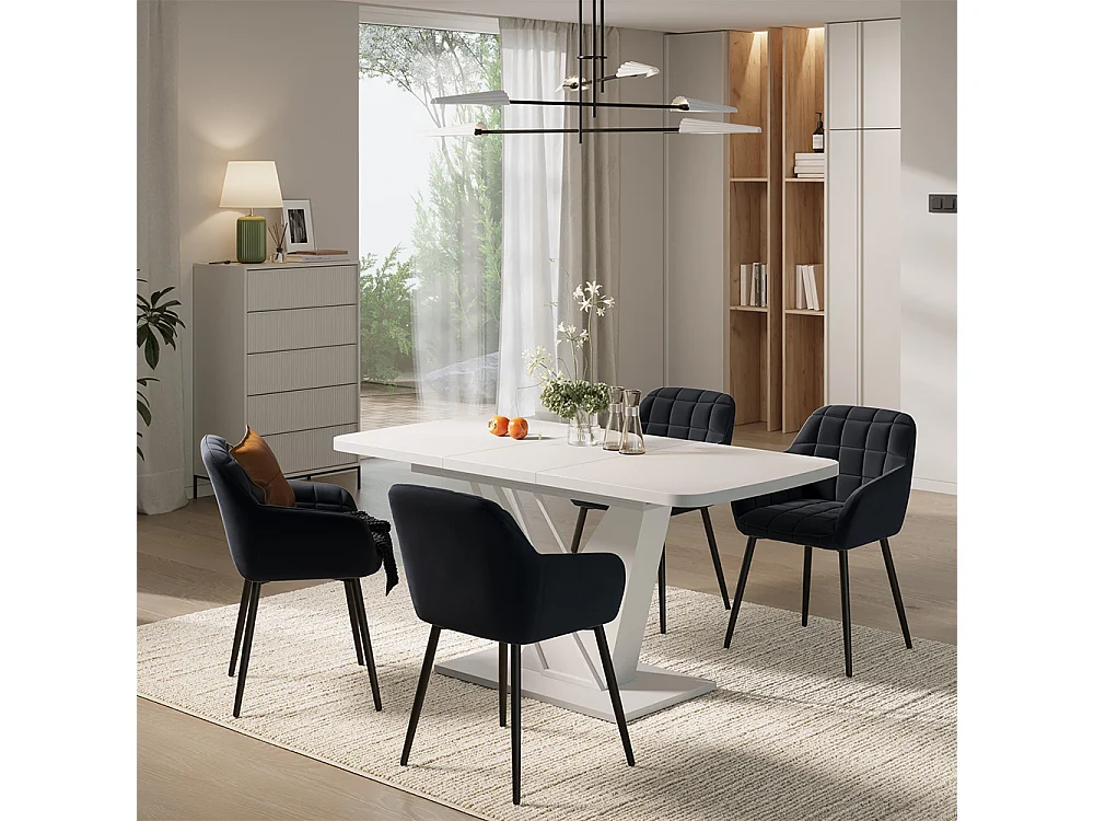 Dining table set white 120x80x76 fenaro