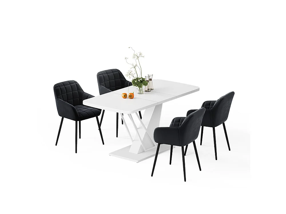 Dining table set white 120x80x76 fenaro
